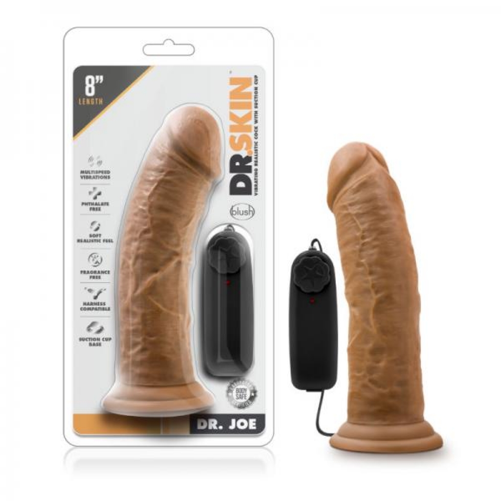 Dr. Skin - Dr. Joe - 8in Vibrating Cock With Suction Cup - Mocha - Realistic