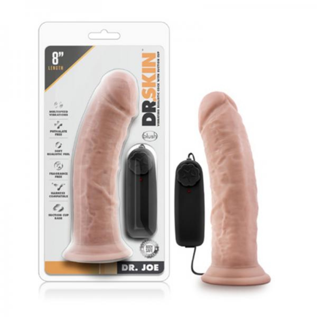 Dr. Skin - Dr. Joe - 8in Vibrating Cock With Suction Cup - Vanilla - Realistic