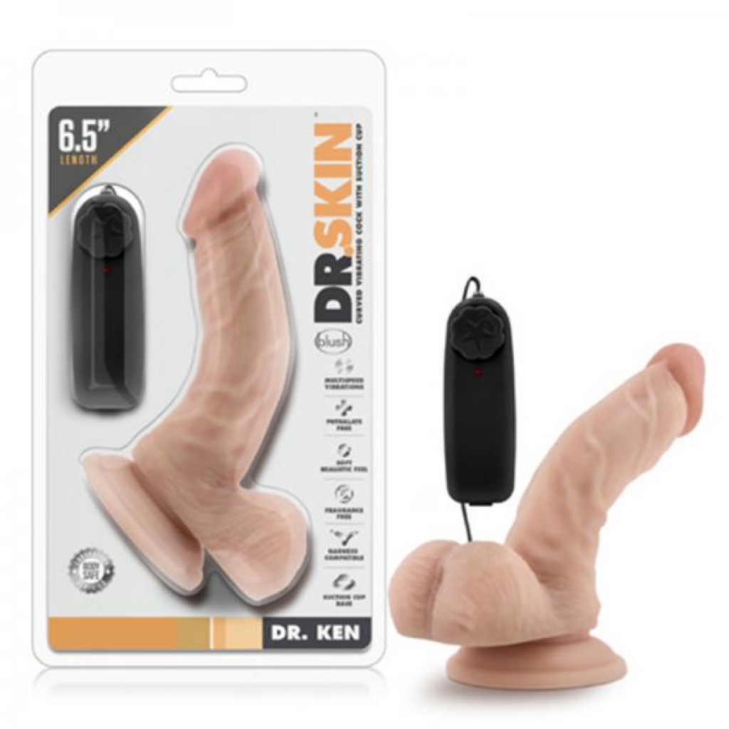 Dr. Skin - Dr. Ken - 6.5in Vibrating Cock With Suction Cup - Vanilla - Realistic