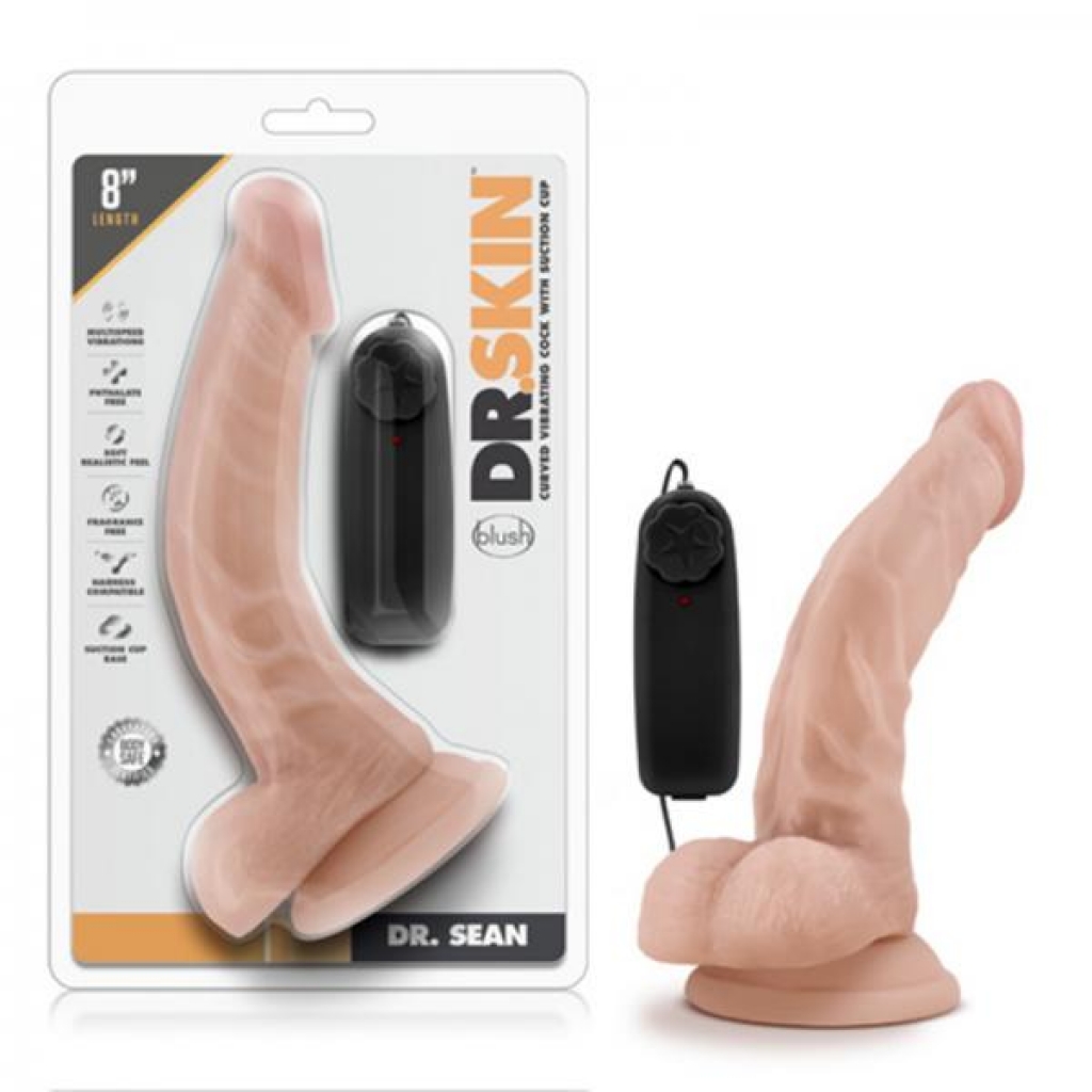 Dr. Skin - Dr. Sean - 8in Vibrating Cock With Suction Cup - Vanilla - Realistic