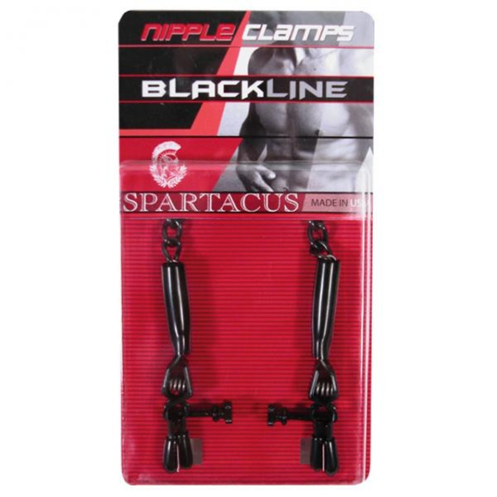 Spartacus Blackline Nipple Clamps Adjustable Rubber Tipped Pinchers - Nipple Clamps