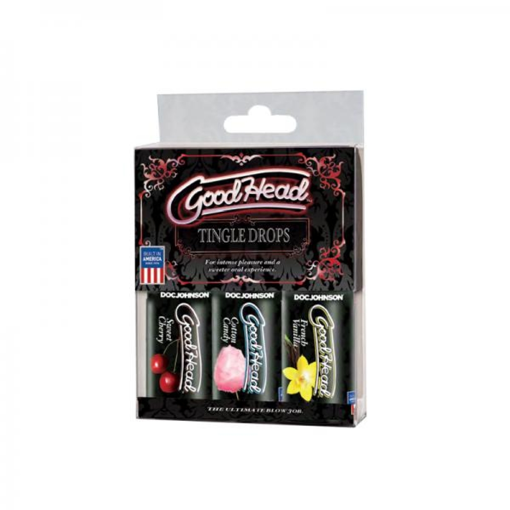 Goodhead Tingle Drops 3-pack French Vanilla, Cotton Candy, Sweet Cherry - Lickable Body