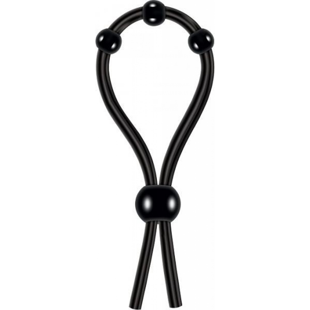 Ultimate Silicone Lasso Cock Ring Black - Adjustable & Versatile Penis Rings