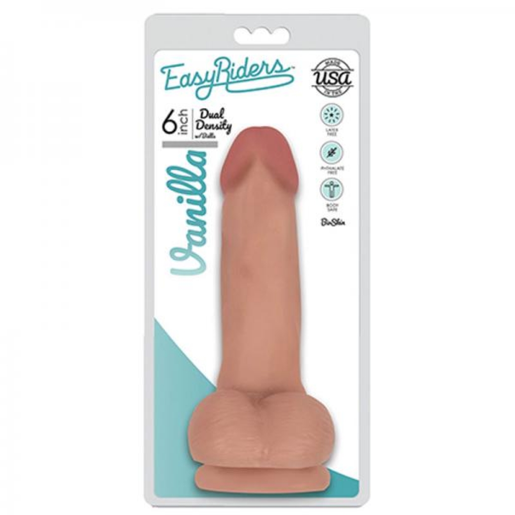 Easy Rider Bioskin Dual Density Dong 6in With Balls Vanilla - Realistic Dildos & Dongs