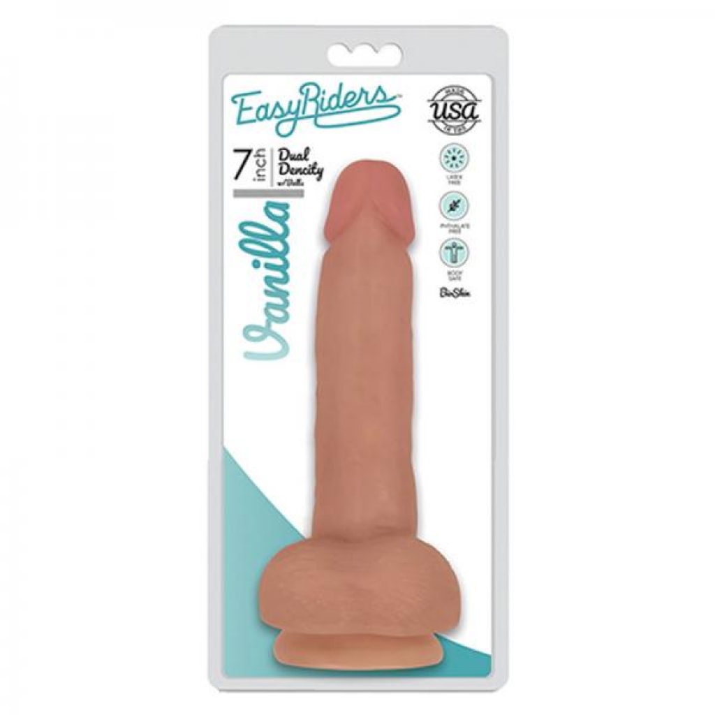Easy Rider Bioskin Dual Density Dong 7in With Balls Vanilla - Realistic Dildos & Dongs