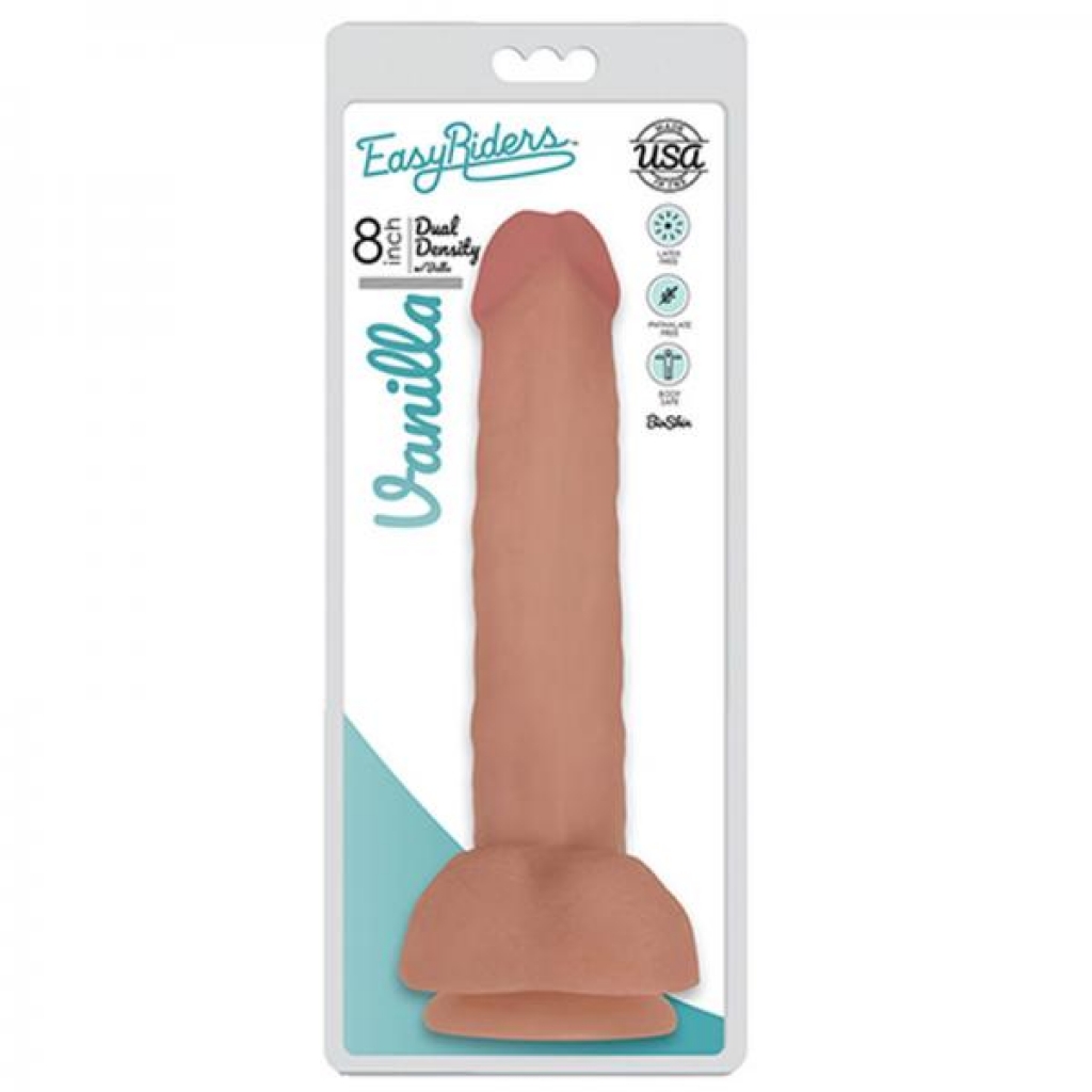 Easy Rider Bioskin Dual Density Dong 8in With Balls Vanilla - Realistic Dildos & Dongs