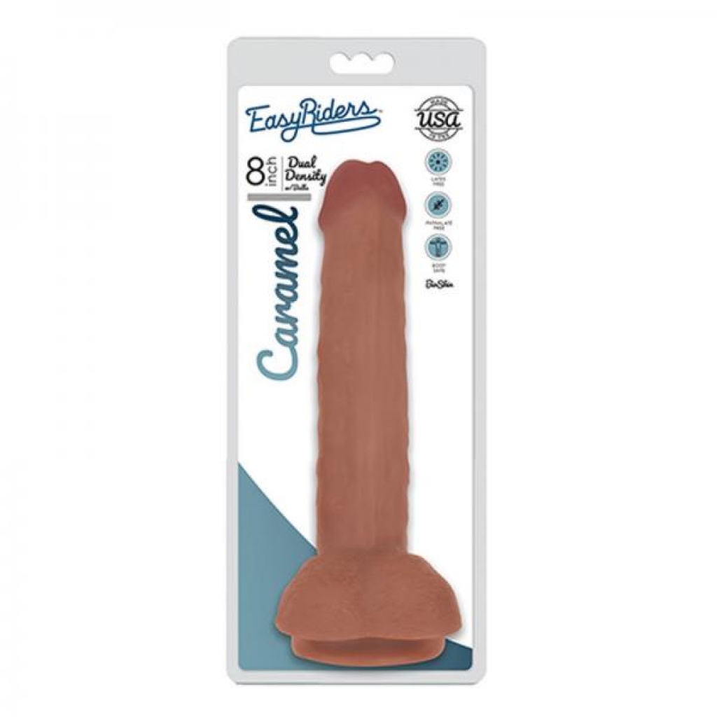 Easy Rider Bioskin Dual Density Dong 8in With Balls Caramel - Realistic Dildos & Dongs