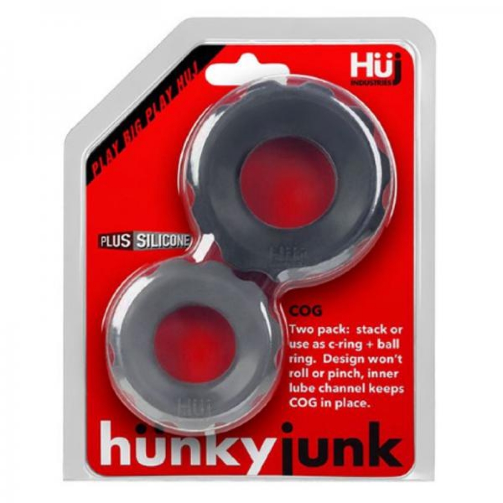 Hunkyjunk Cog 2 Size C-ring, Pack, Tar / Stone - Couples Vibrating Penis Rings