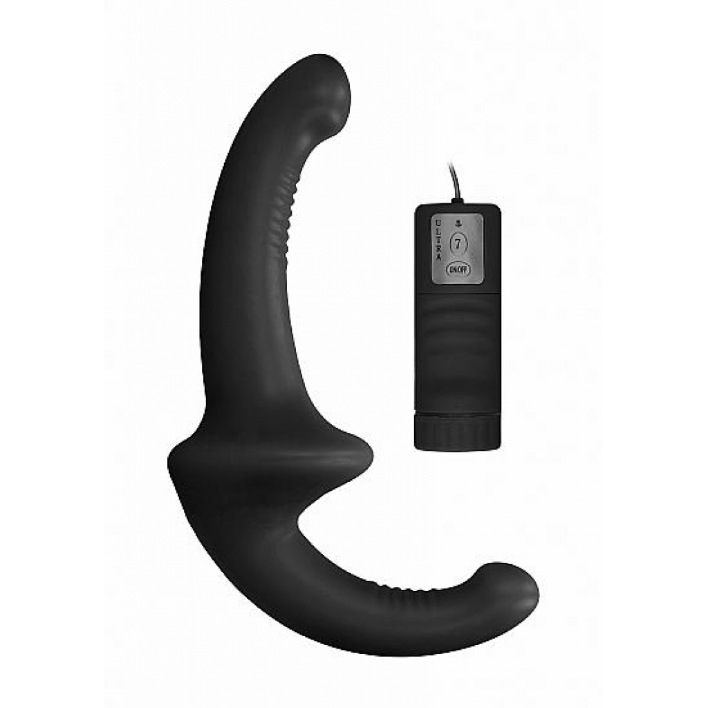 Vibrating Silicone Strapless Strap On Black - Strapless Strap-ons