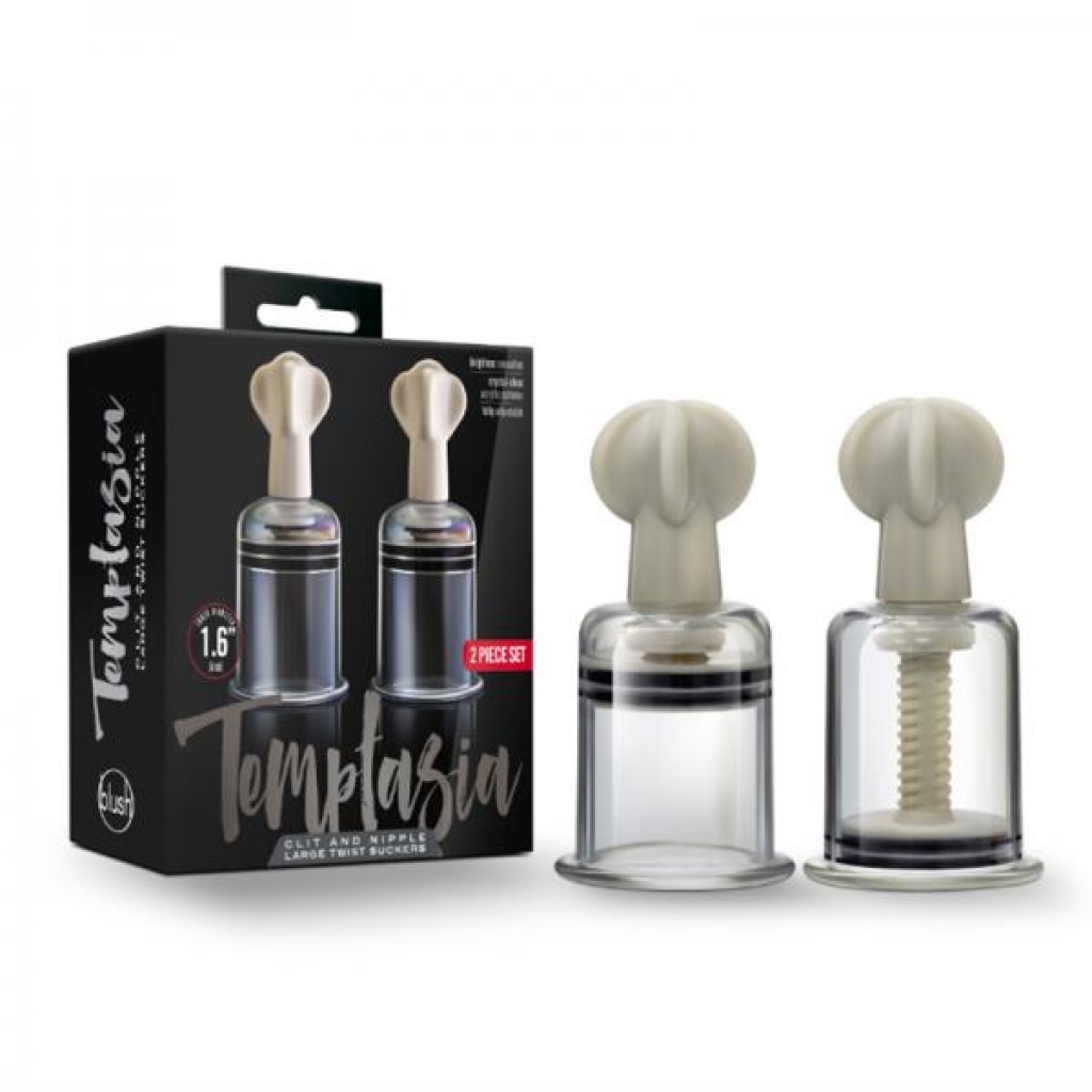 Temptasia - Clit And Nipple Large Twist Suckers - Set Of 2 - Clear - Nipple Pumps