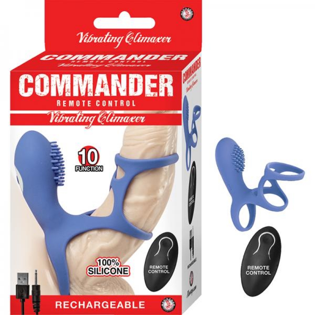 Commander Remote Control Vibrating Climaxer Blue - Chastity & Cock Cages