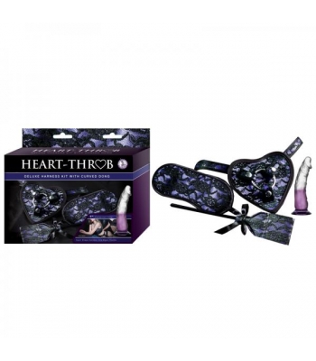 Heart-on Deluxe Harness Kit With Curved Dong Purple - BDSM Kits