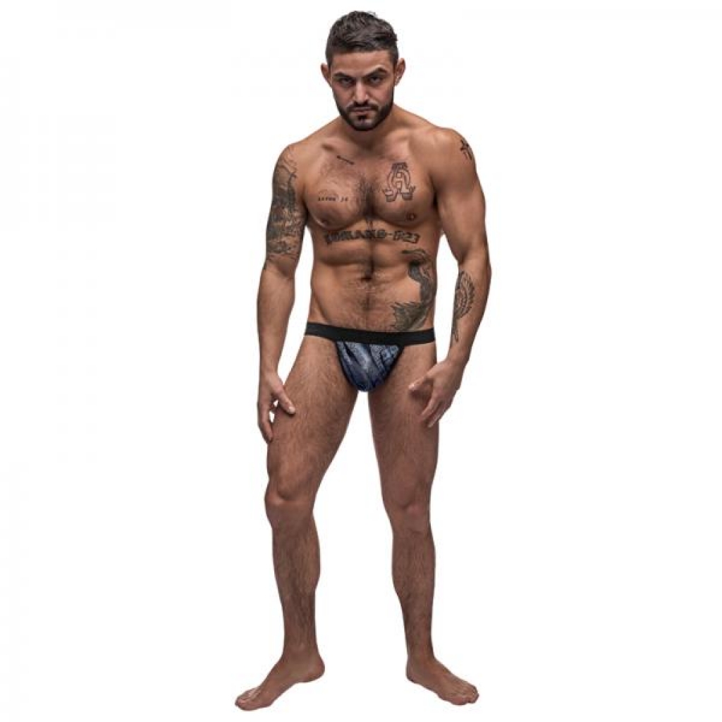 Male Power Blue Streak Posing Strap Blue Os - Mens Underwear