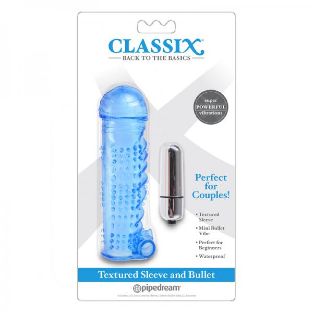 Classix Textured Sleeve&bullet,blue - Penis Extensions