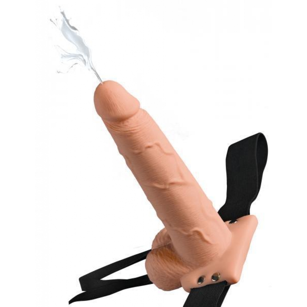 Fetish Fantasy 7.5in Hollow Squirting Strap-on With Balls, Flesh - Hollow Strap-ons