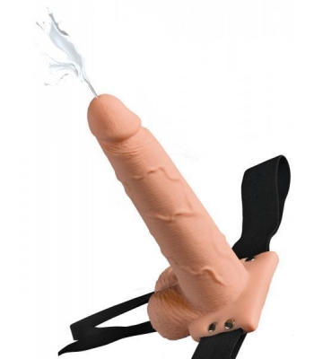 Fetish Fantasy 9in Hollow Squirting Strap-on With Balls, Flesh - Hollow Strap-ons