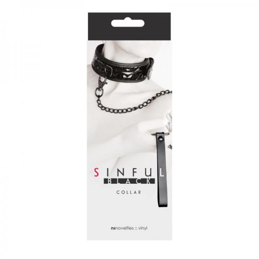 Sinful 1in Collar Black - Collars & Leashes