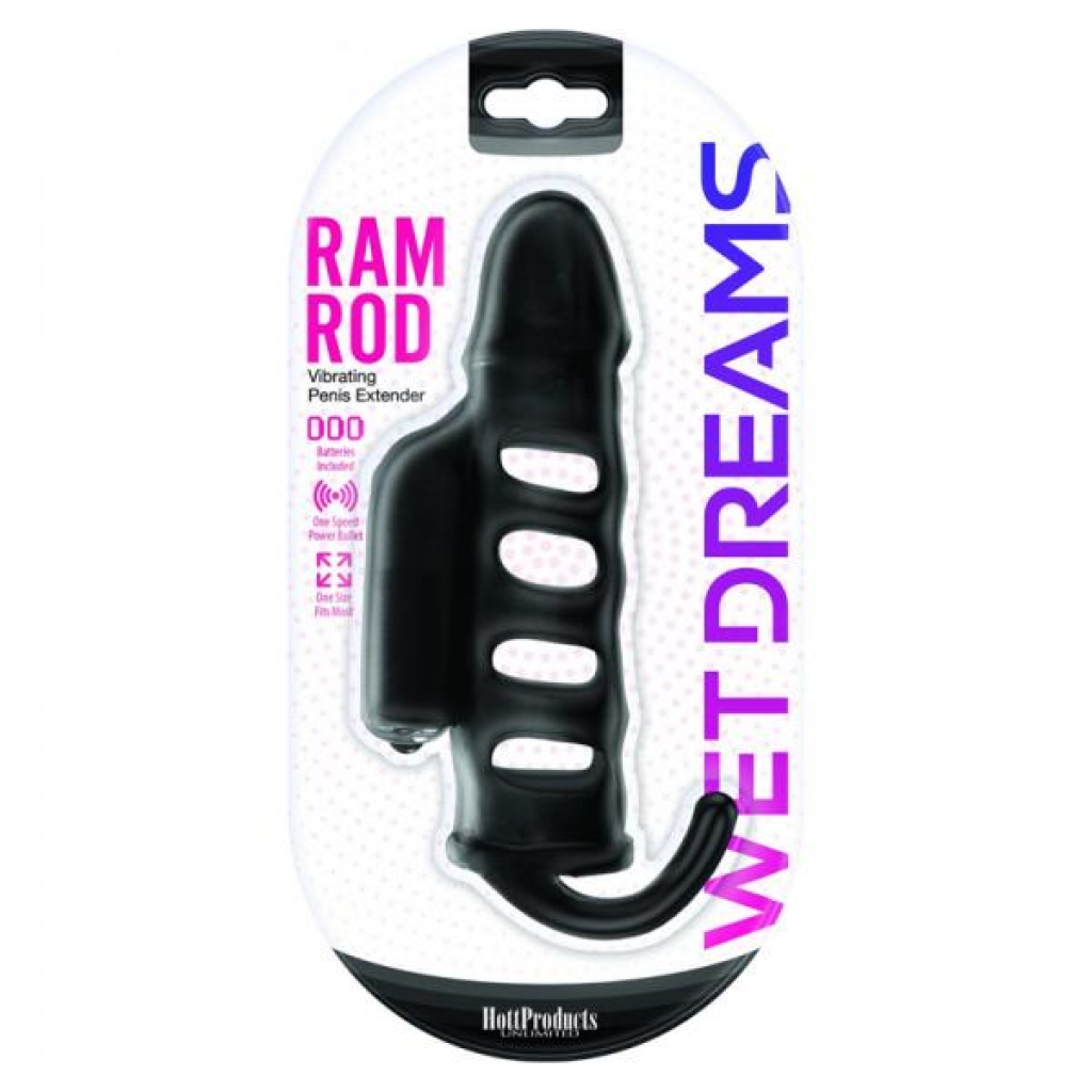 Ram Rod Penis Sleeve With Power Bullet Black - Penis Extensions