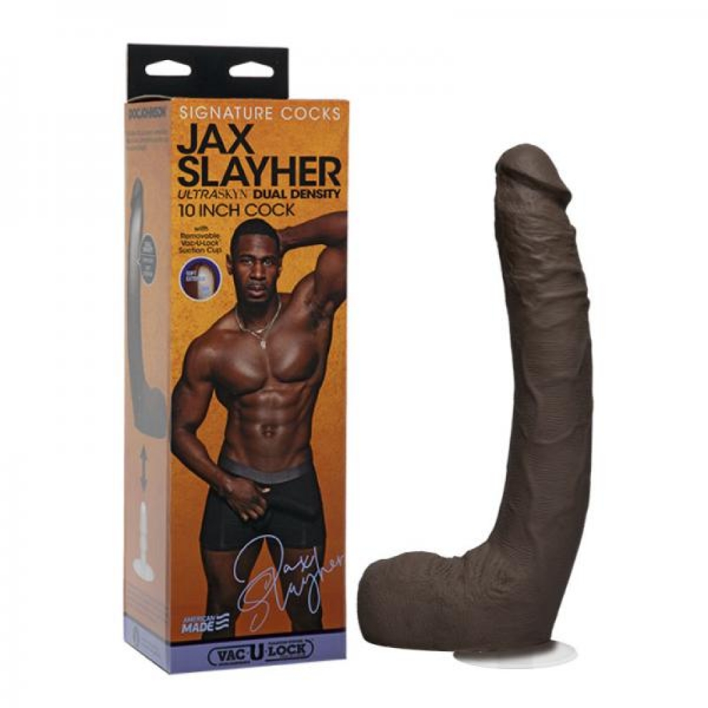 Signature Cocks Jax Slayher 10 Inch Ultraskyn Cock With Removable Vac-u-lock Suction Cup Chocolate - Harness & Dong Sets