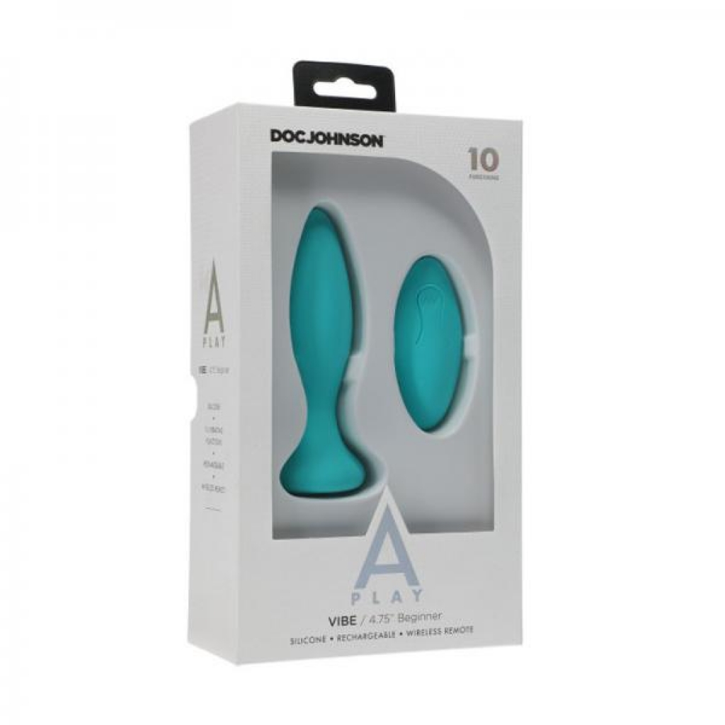 A-play Vibe Beginner Rechargeable Silicone Anal Plug With Remote Teal - Anal Plugs