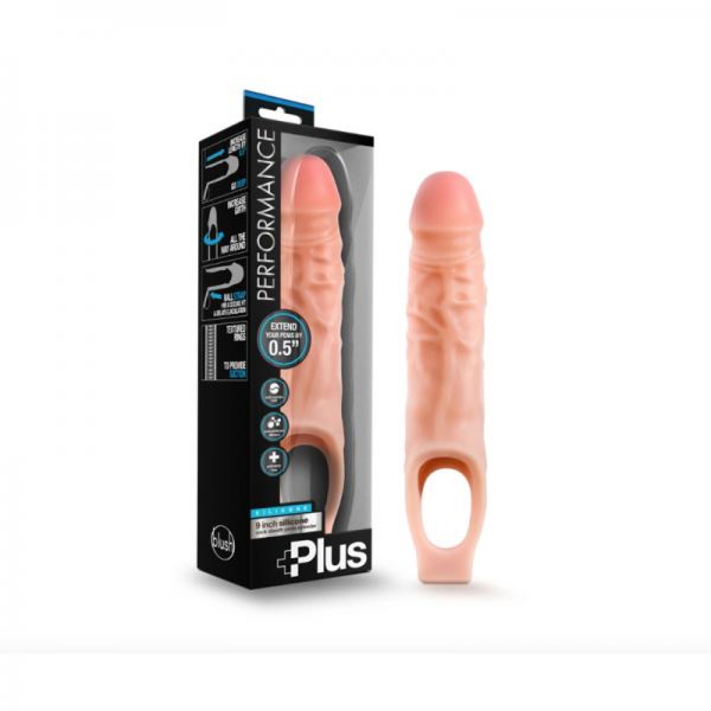 Performance Plus - 9 Inch Silicone Cock Sheath Penis Extender - Vanilla - Penis Extensions
