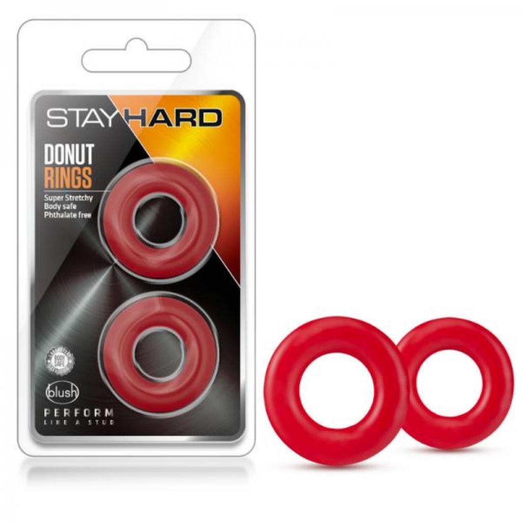 Stay Hard - Donut Rings - Red - Classic Penis Rings