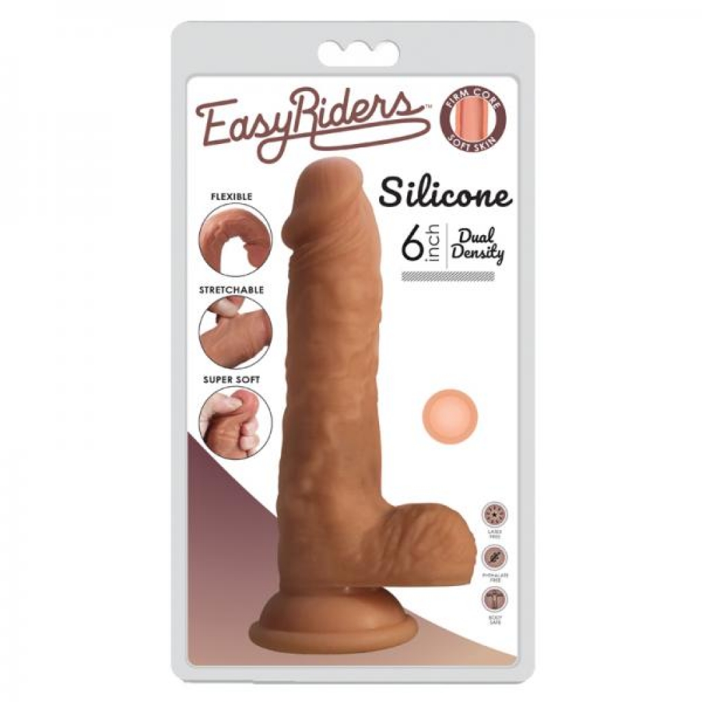 Easy Riders 6in Dual Density Silicone Dong With Balls - Realistic Dildos & Dongs