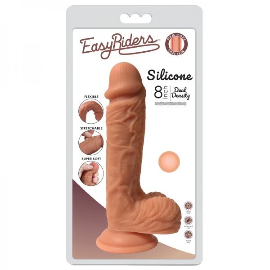 Easy Riders 8in Dual Density Silicone Dong With Balls - Realistic Dildos & Dongs