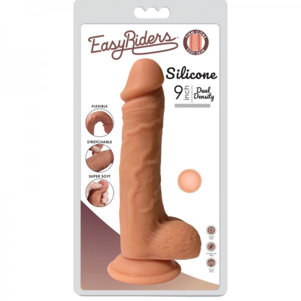 Easy Riders 9in Dual Density Silicone Dong With Balls - Realistic Dildos & Dongs