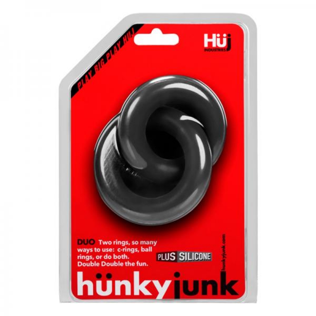 Hunkyjunk Duo Linked Cock/ball Rings Tar - Mens Cock & Ball Gear