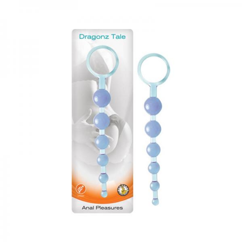 Dragonz Tale Anal Pleasures-blue - Body Safe Silicone - Phthalates Free - Waterproof - Size: Full Le - Anal Beads