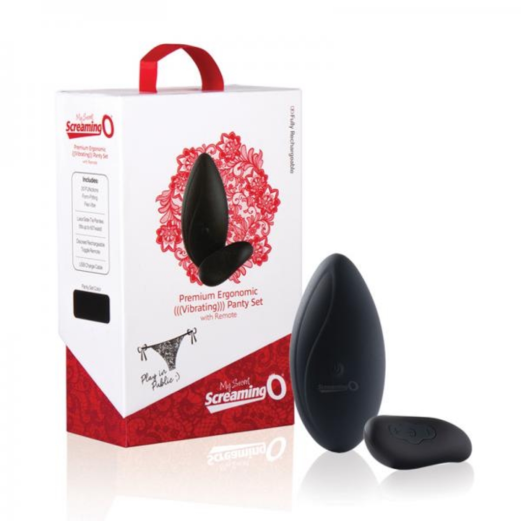 Screaming O Premium Ergonomic Remote Panty Set Black - Vibrating Panties