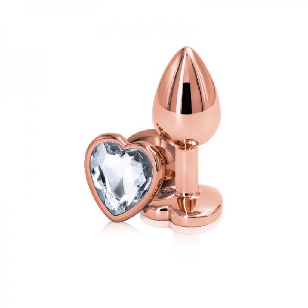 Rear Assets Rose Gold Heart Small Clear - Anal Plugs