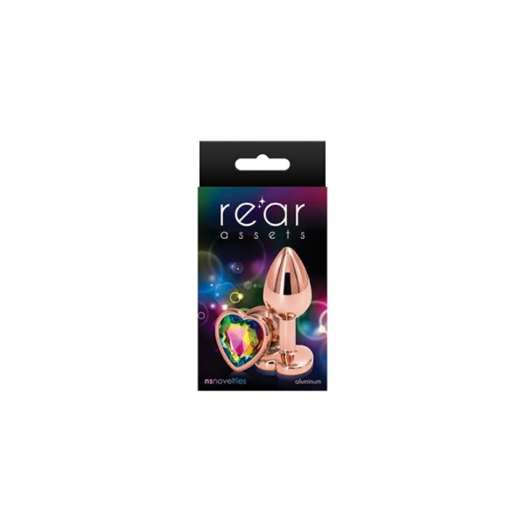 Rear Assets Rose Gold Heart Small Rainbow - Anal Plugs