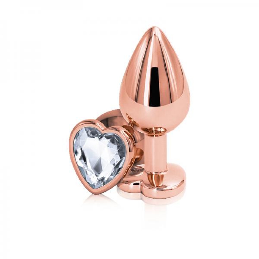 Rear Assets Rose Gold Heart Medium Clear - Anal Plugs