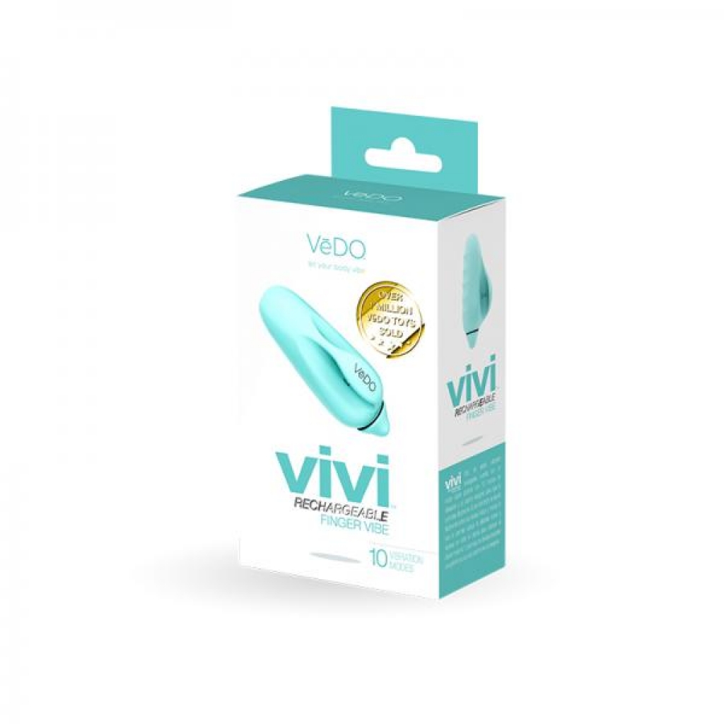 Vedo Vivi Rechargeable Finger Vibe Tease Me Turquoise - Finger Vibrators