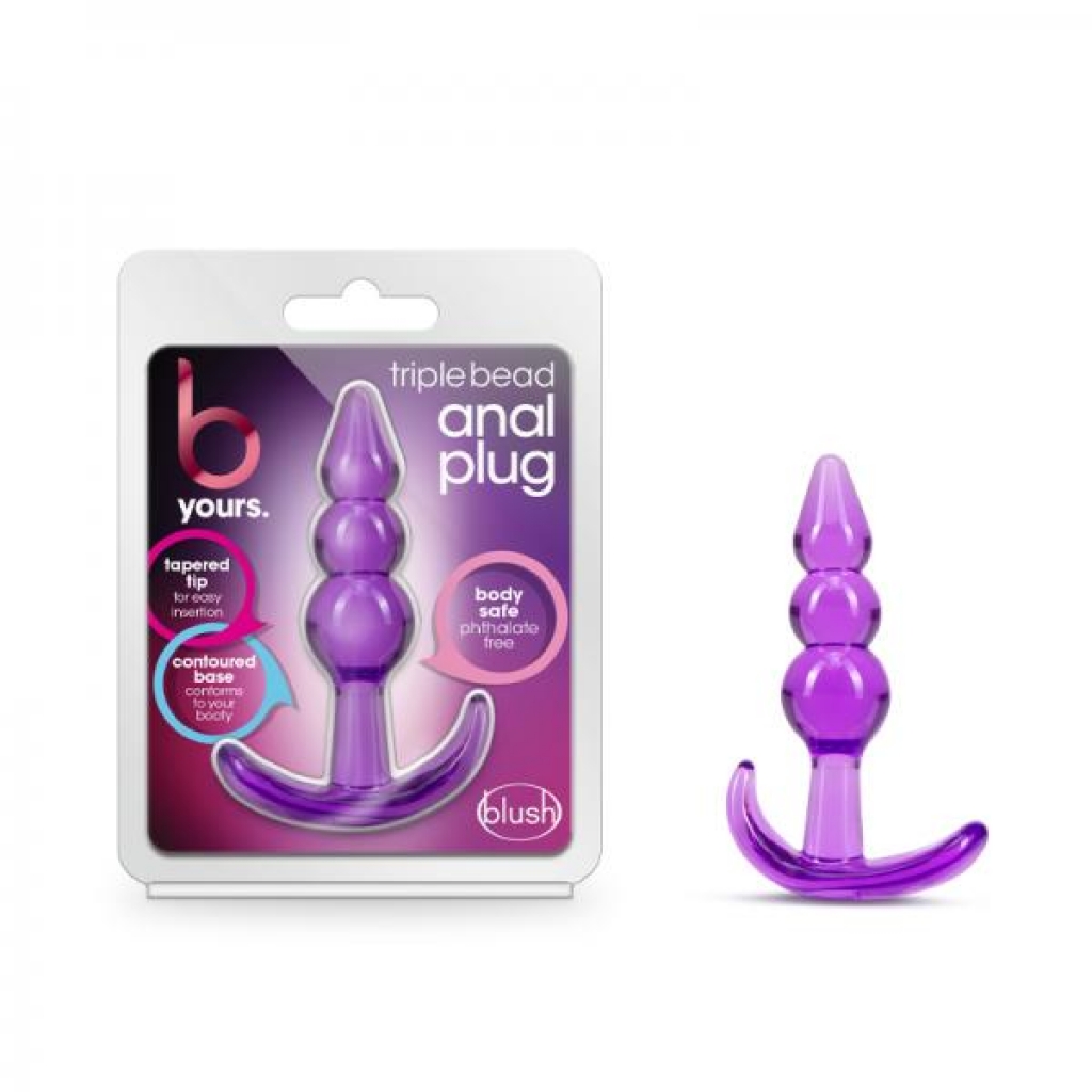 B Yours  Triple Bead Anal Plug Purple - Anal Plugs