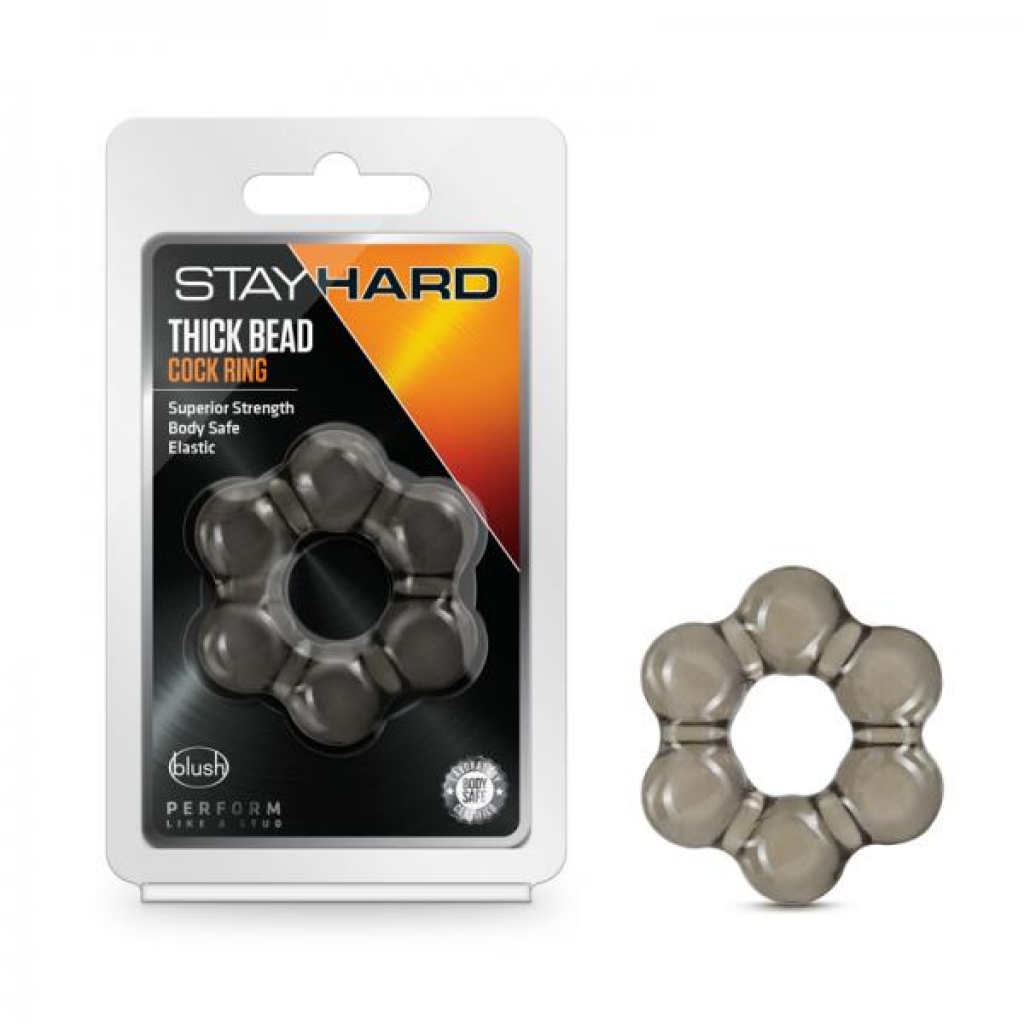 Stay Hard Thick Bead Cock Ring Black - Stimulating Penis Rings