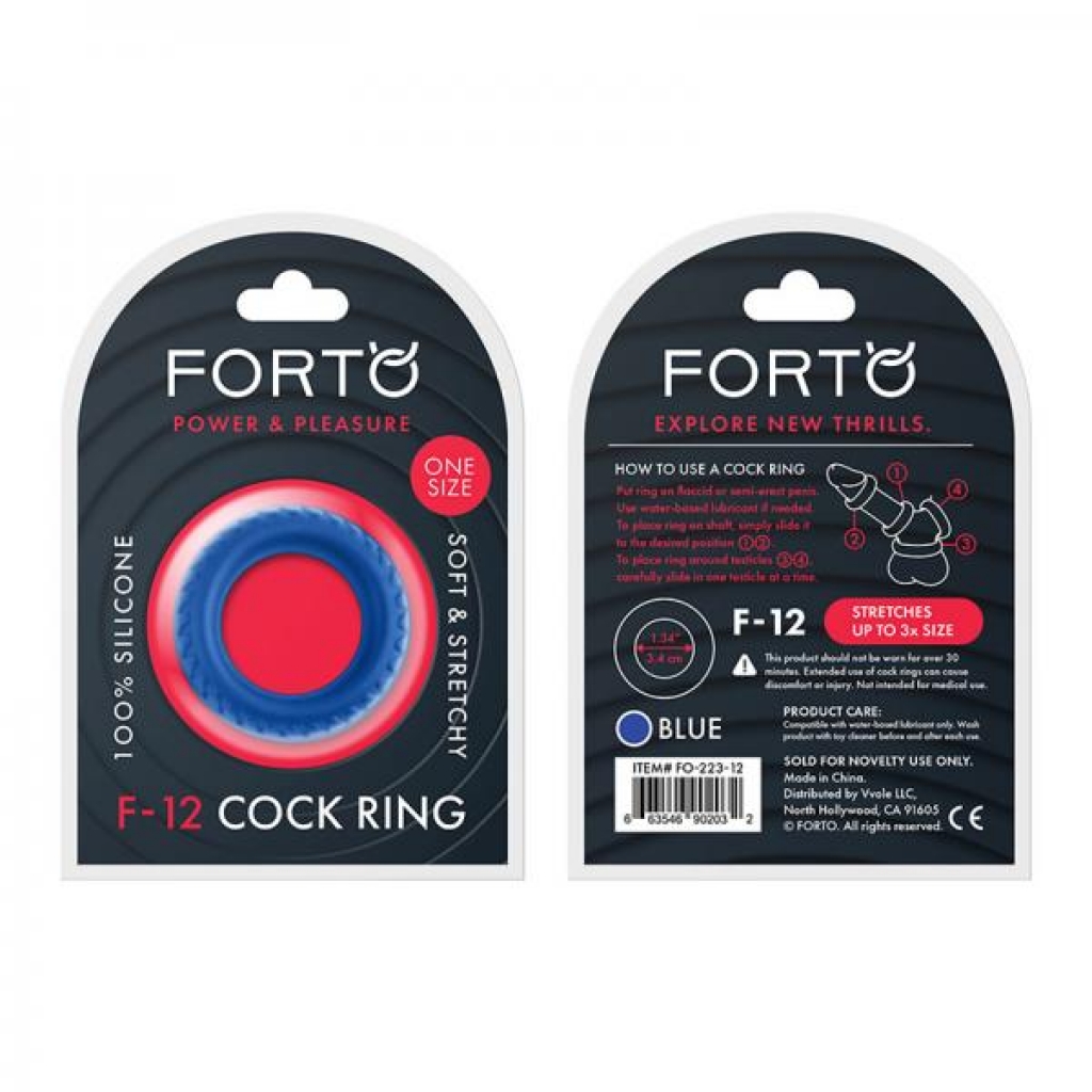 Forto F-12: 35 Mm 100% Liquid Silicone C-ring Blue - Classic Penis Rings