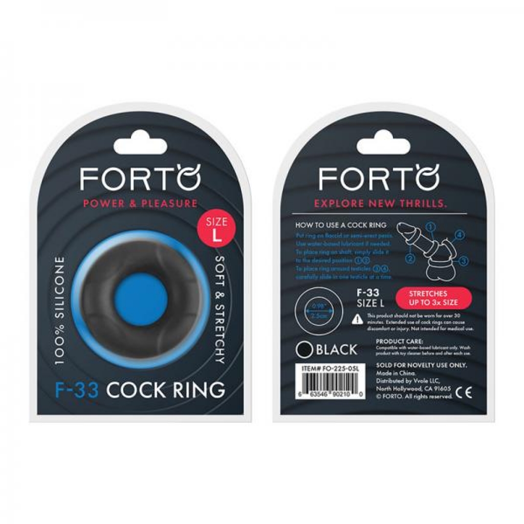 Forto F-33: 25mm 100% Liquid Silicone C-ring Lg Black - Classic Penis Rings