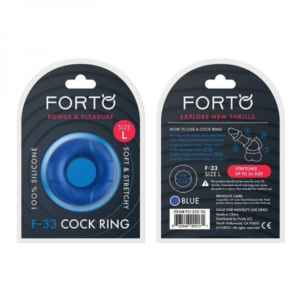 Forto F-33: 25mm 100% Liquid Silicone C-ring Lg Blue - Classic Penis Rings