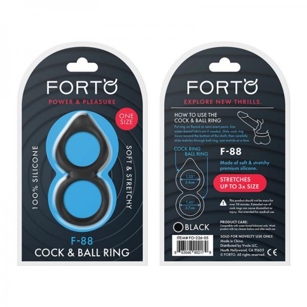 Forto F-88: Double Ring 100% Liquid Silicone Black - Stimulating Penis Rings