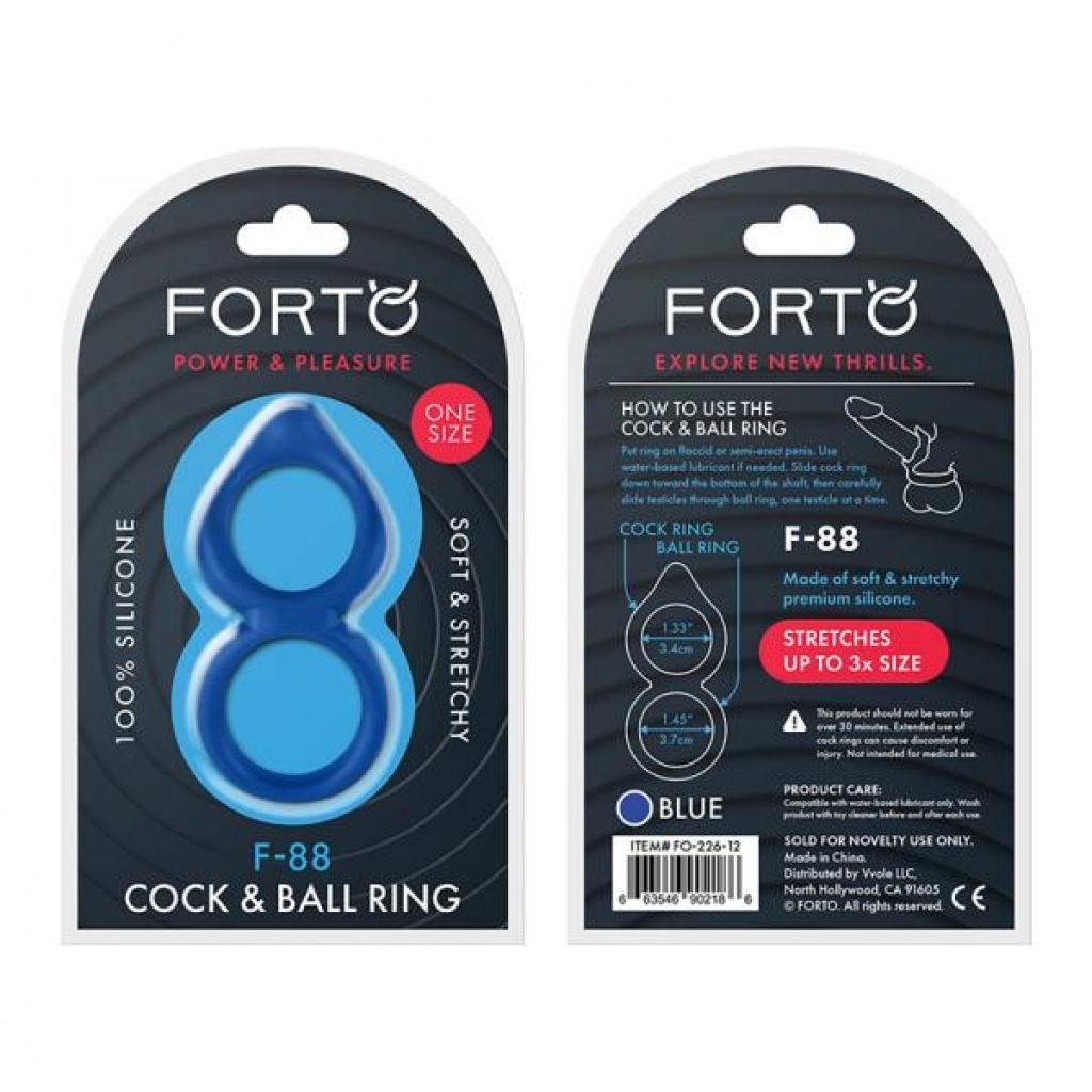 Forto F-88: Double Ring 100% Liquid Silicone Blue - Stimulating Penis Rings