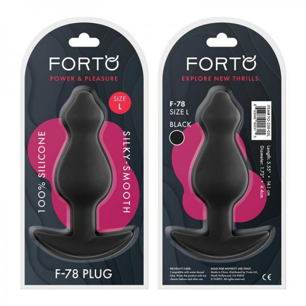 Forto F-78: Pointee 100% Silicone Plug Large Black - Anal Plugs