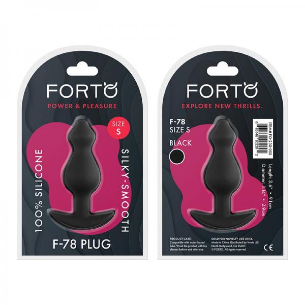 Forto F-78: Pointee 100% Silicone Plug Small Black - Anal Plugs