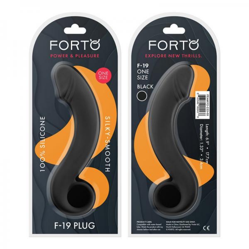 Forto F-19: 100% Silicone Plug Black - Anal Plugs