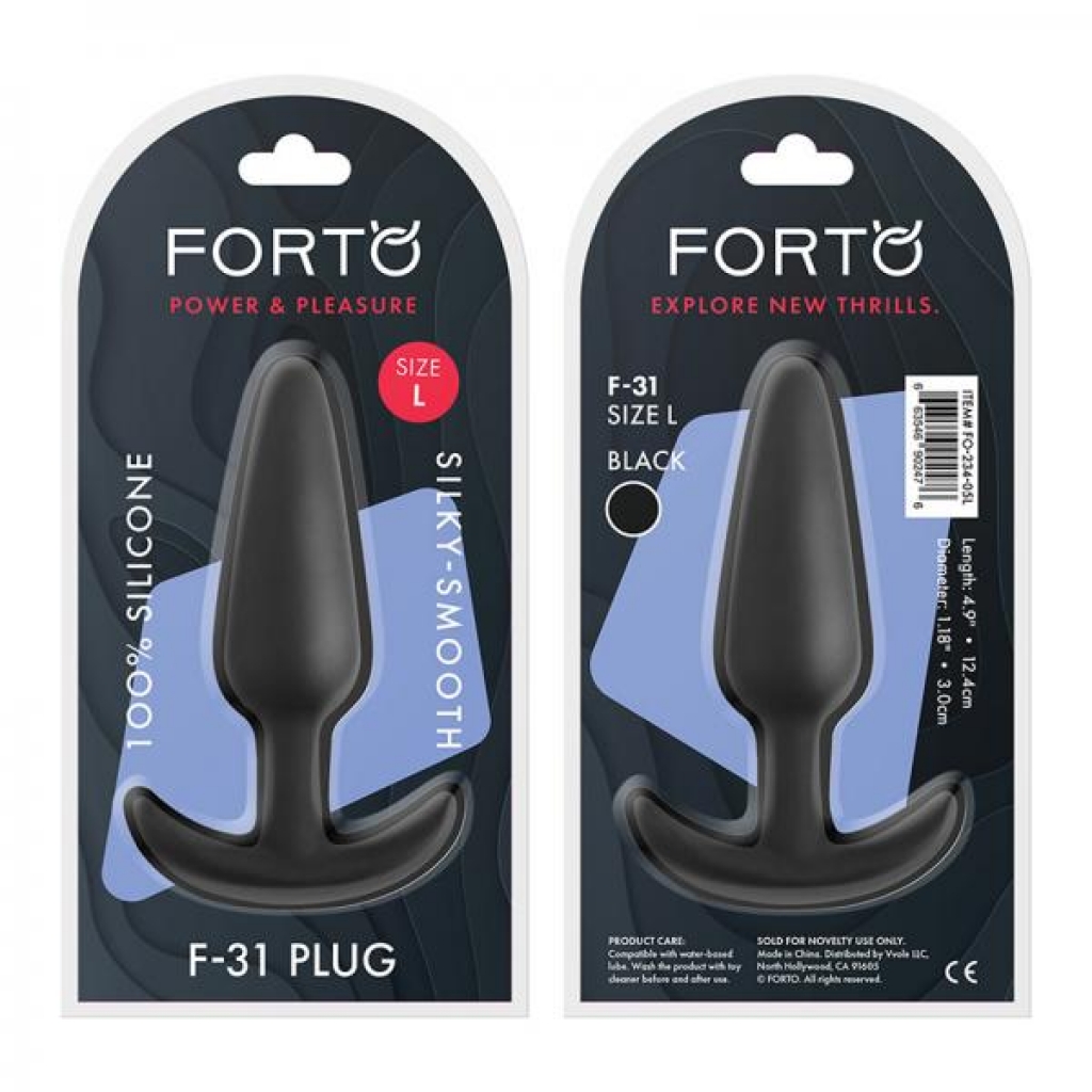 Forto F-31: 100% Silicone Plug Lg Black - Anal Plugs