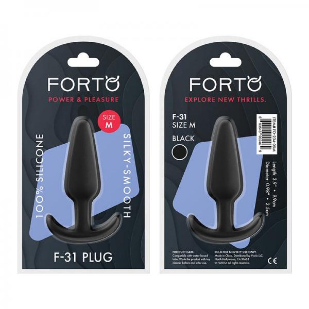 Forto F-31: 100% Silicone Plug Med Black - Anal Plugs