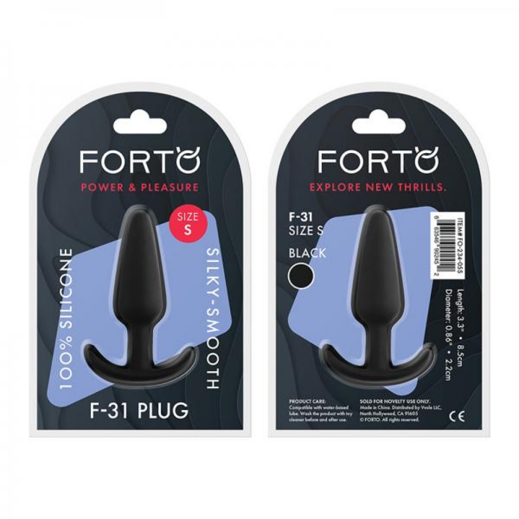 Forto F-31: 100% Silicone Plug Sm Black - Anal Plugs