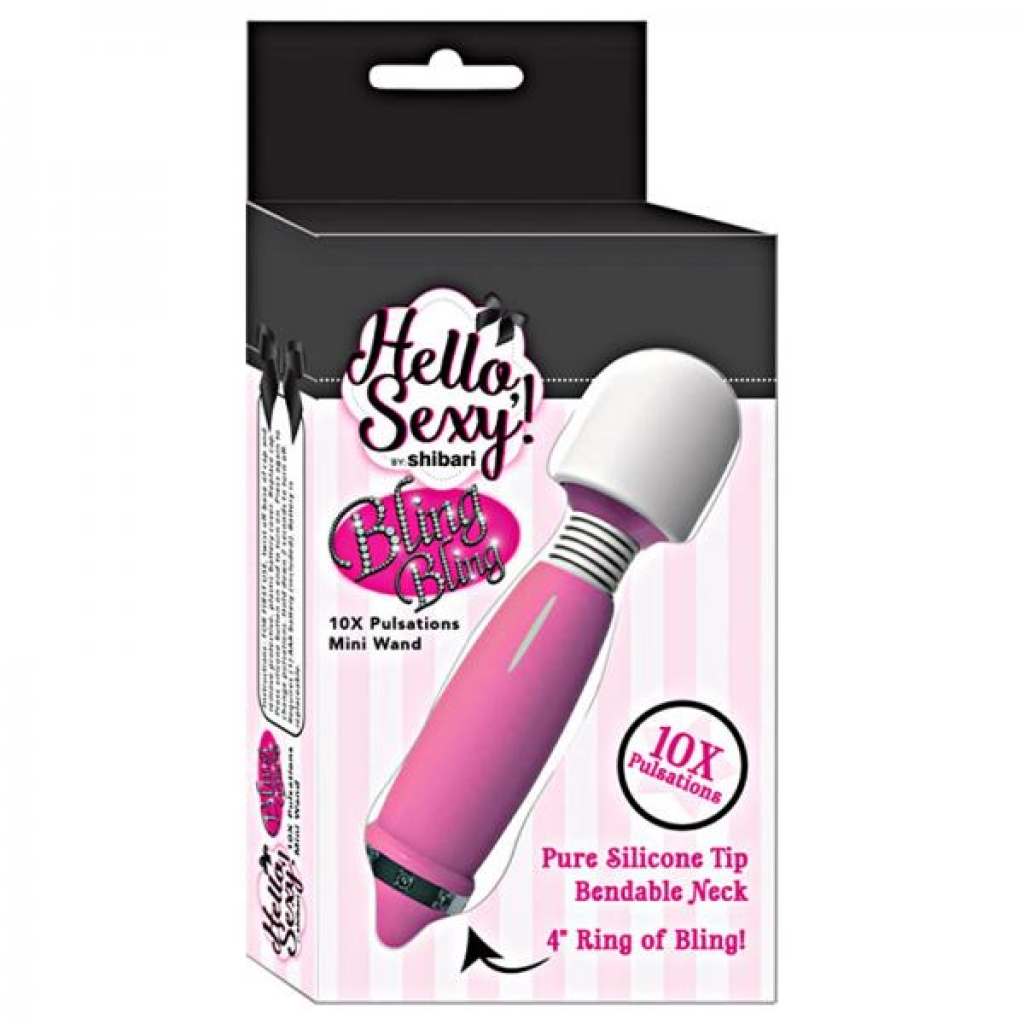 Hello Sexy Bling Mini Wand Rechargeable 10x Pink - Body Massagers